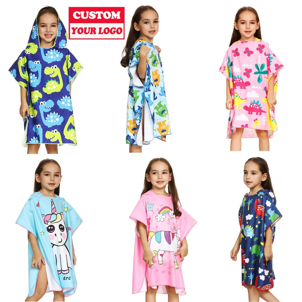 High Quality Microfiber Kids Hooded Beach Towel Hot Selling  Fanny Children Bathrobe For Beach