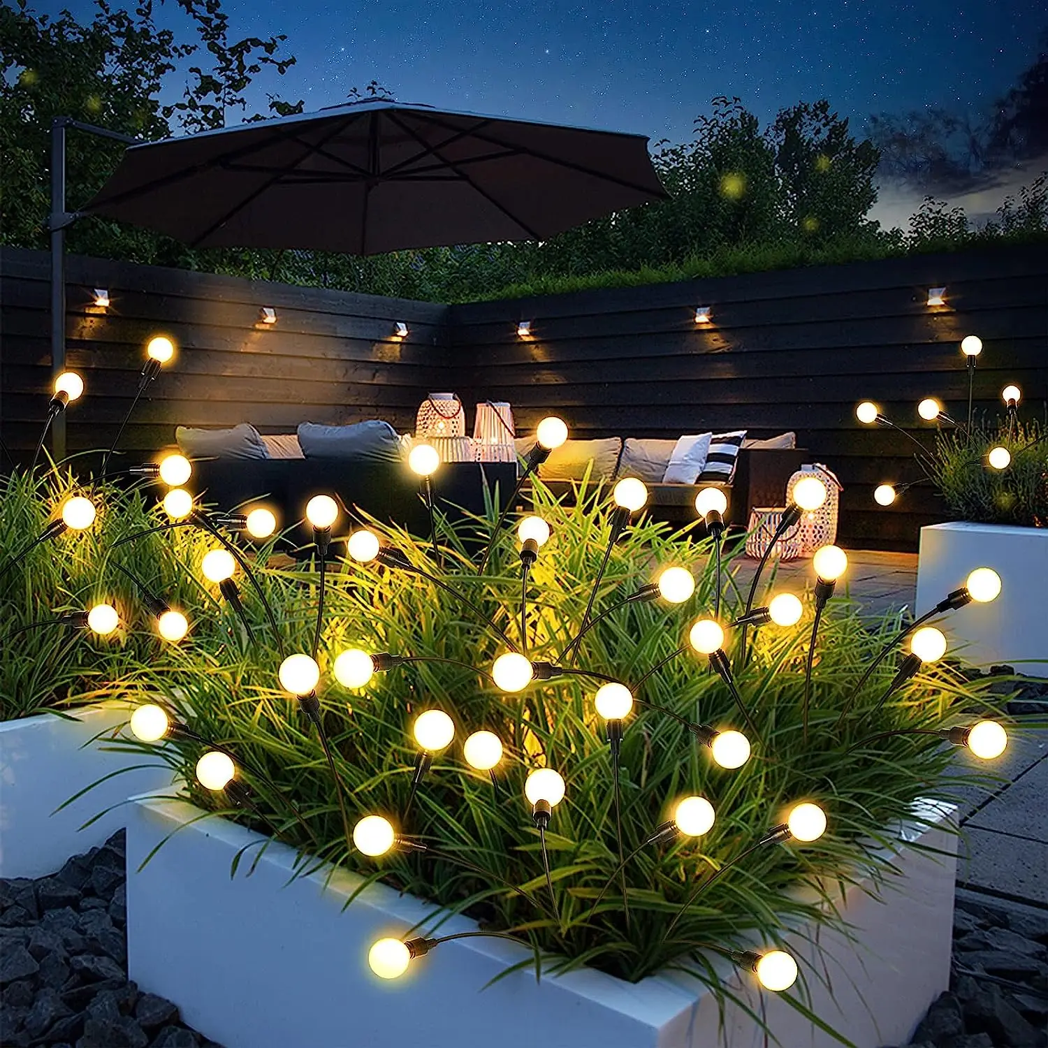 Outdoor Solar Pathway Light Waterproof 6/8/10 heads led Powered Swaying Firefly Lamp Starburst Solar Firefly Garden Light