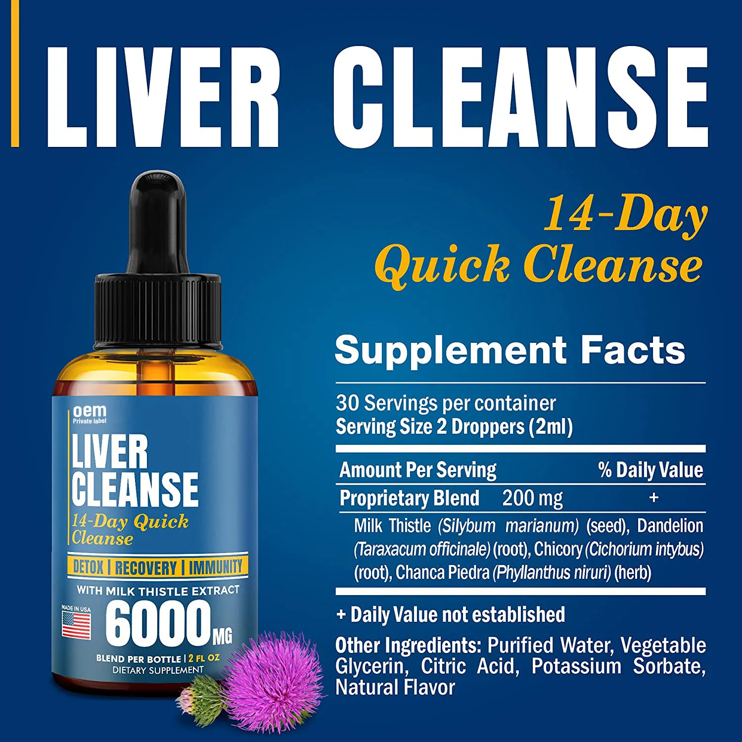 Natural Herbal Liquid Formula for Cleansing Repair & Health Liver Detox Cleanse Liquid Drops