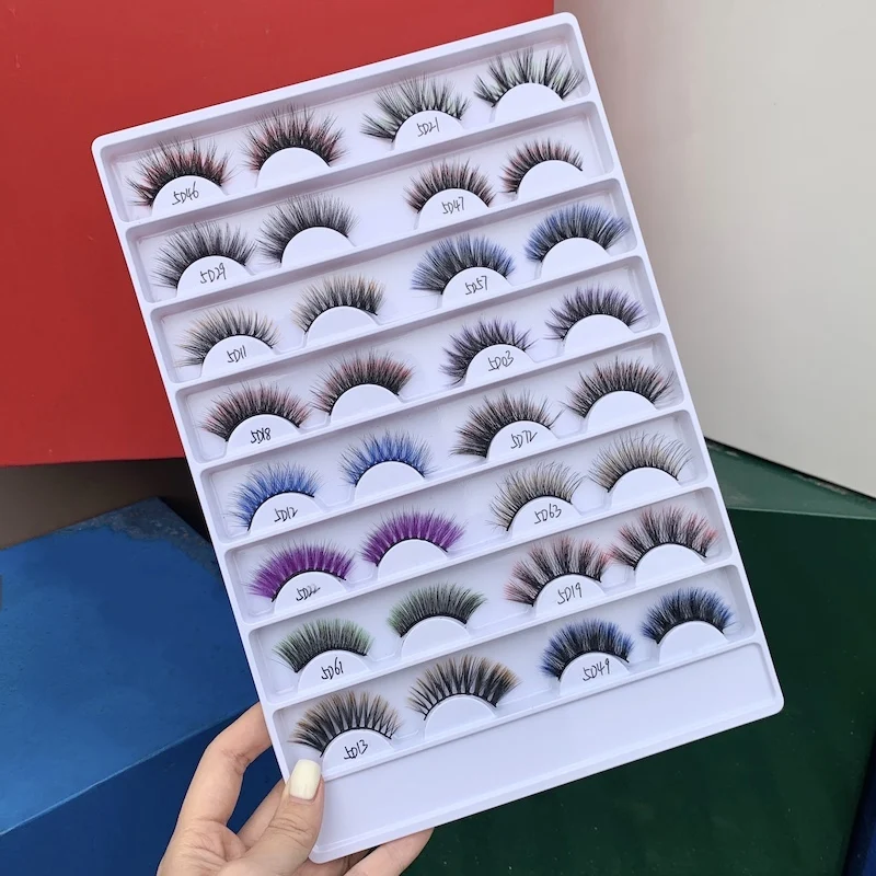 New Style Color Strip Lashes And Unique Custom Packaging Box Products China False Eyelashes Colorful