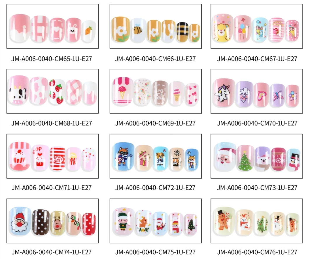 Child Harmless Nail with Glue Tips Coffin Press on False Nails Art Stick Designs Artificial Full Cover Detachable Box Wholesale