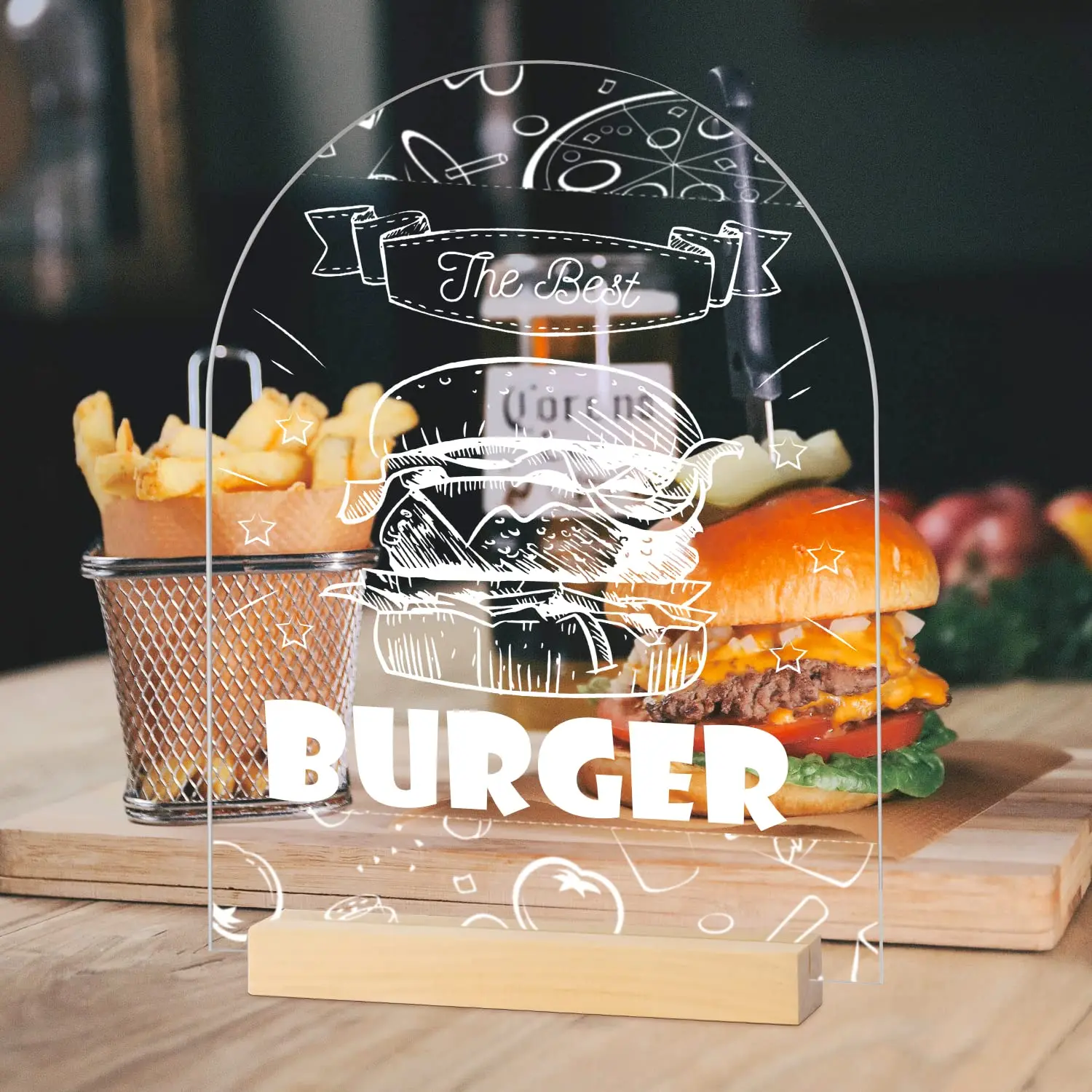 Custom Clear Arched Acrylic Signs, DIY Double Sided Restaurant Sign Bar Menu Sign,  for Wedding Sign Event Party