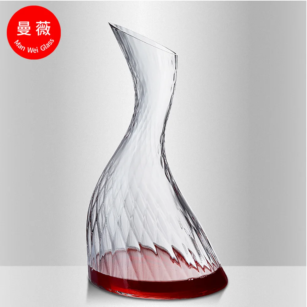 Wholesale Oblique Mouth Round Wine Decanter Wine Decanting Aerator Crystal Glass Wine Decanter Bottle