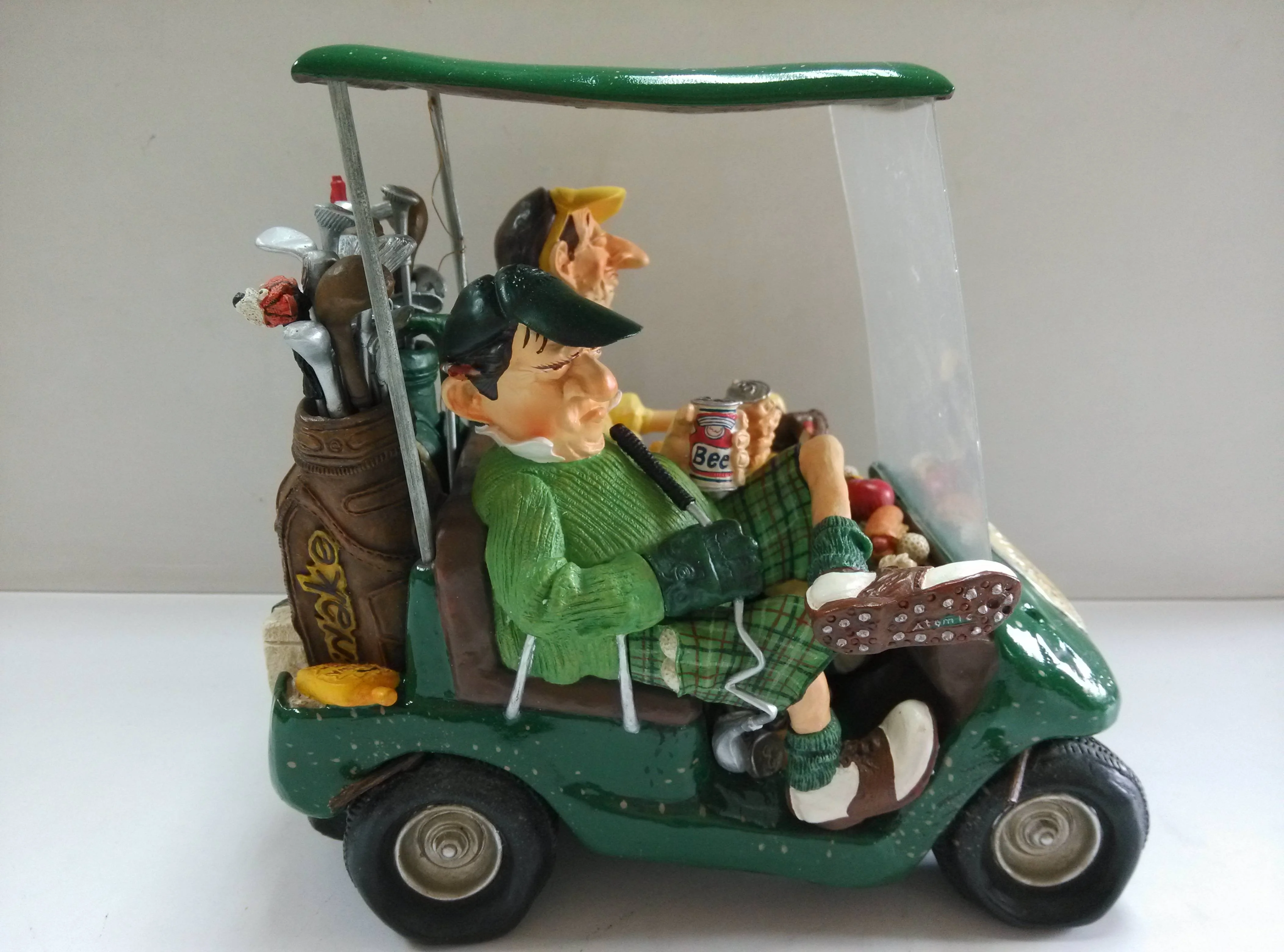 Customized Cartoon Character Resin Ornaments Outdoor Use Golf Cart Model