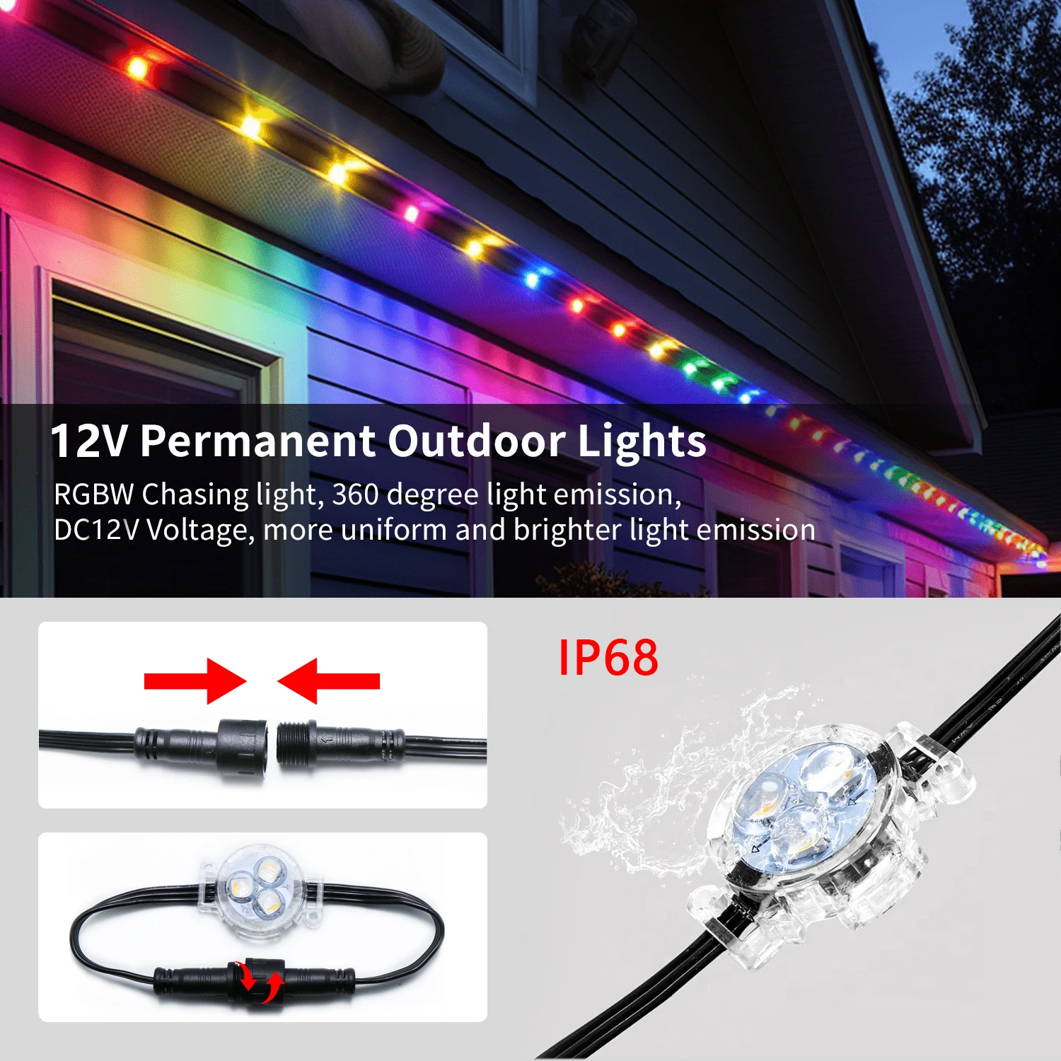 Pixel Lights Christmas Colorful House Eaves Light Decorative Lamp Ip68 Waterproof Permanent Pixel Soffit Light