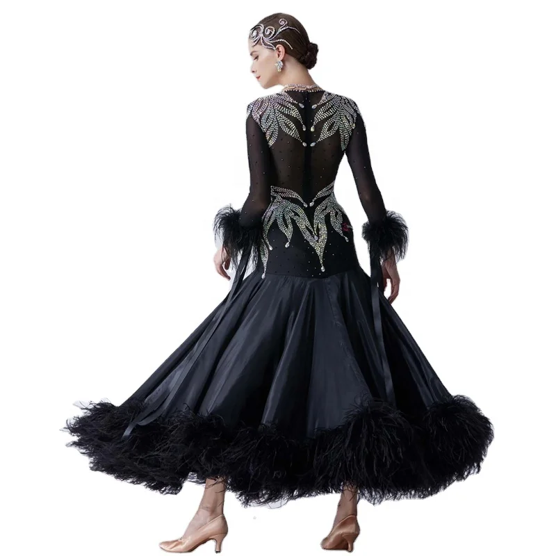 B-19526 Yundance new pearl silk national standard modern dance dress ballroom party dance dress for competition