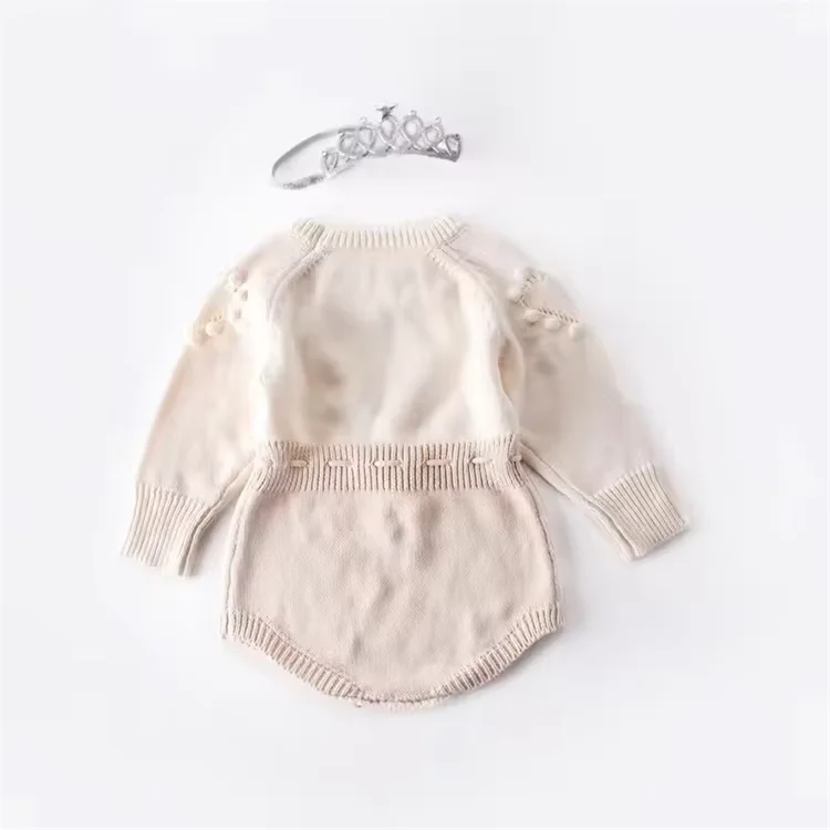 Hot Sale High Quality Custom Heart Shape Crochet Baby Romper Kids Clothing Newborn Baby Toddler Jumpsuit  Cotton Knitwear