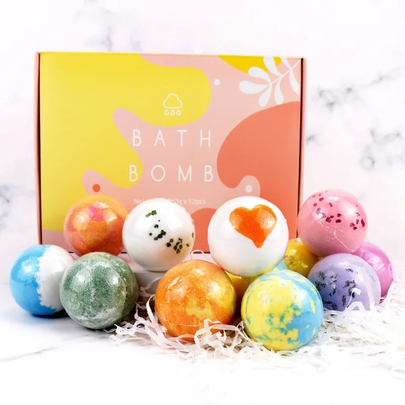 Pearl round shaped bath bomb with plants extracts bath ball bombs gift set