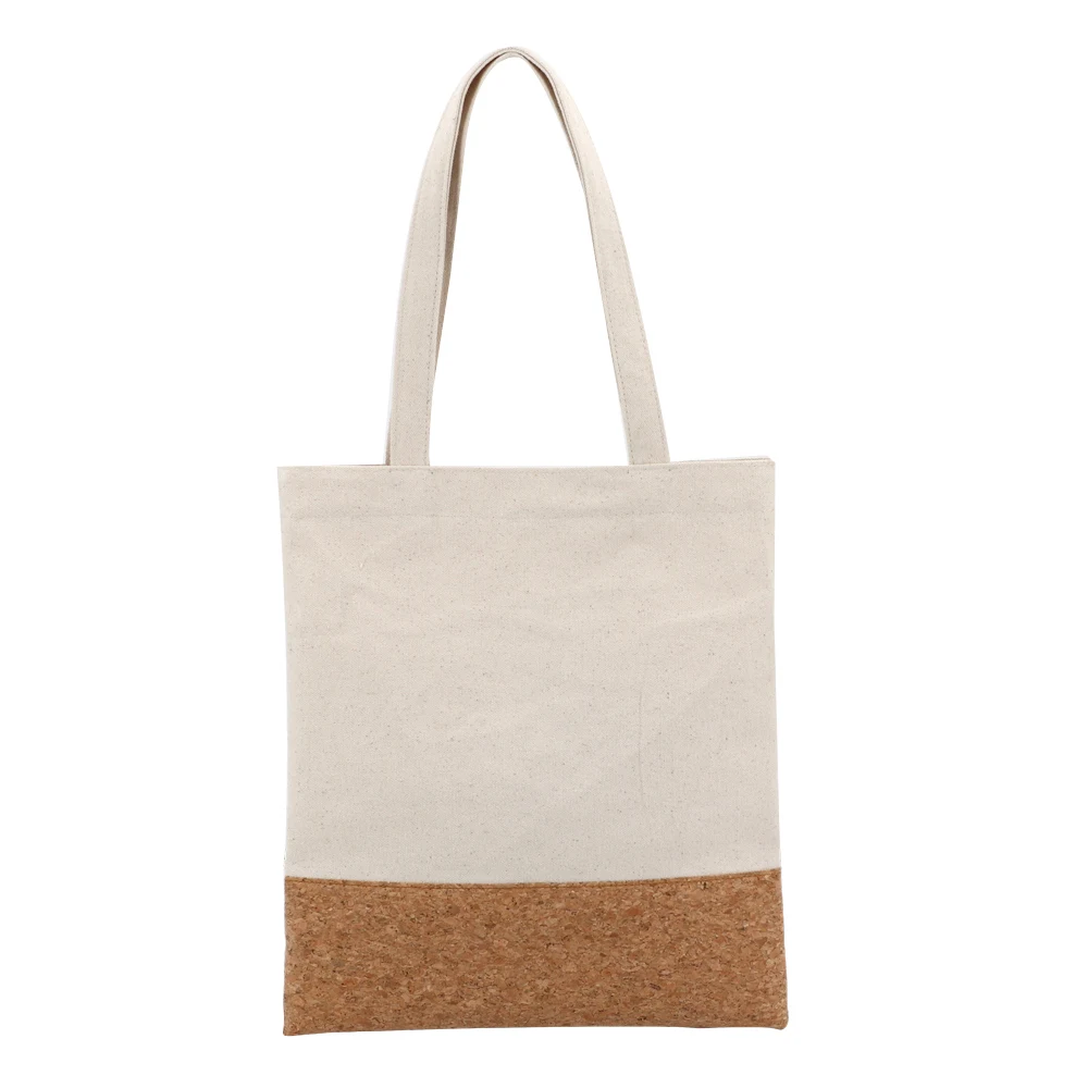 Promotional Natural Canvas Cork Fabric Tote Shopping Bag Company Store Name Logo Custom Eco Friendly Shop Gift Bag
