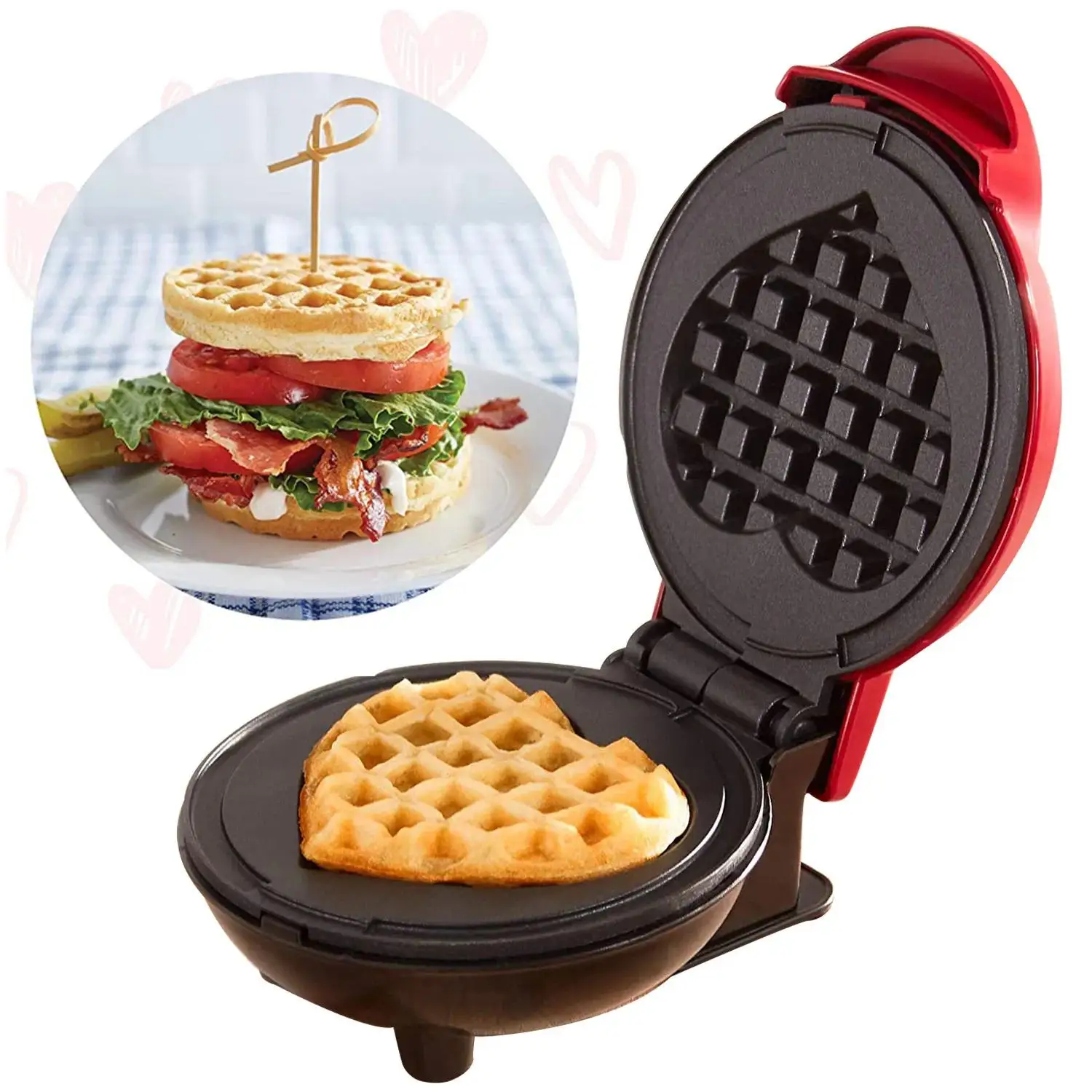 Electric Mini Color Waffles Maker Machine Cooking Appliance for Kids Breakfast Dessert Pot Utensil Fried Eggs Round Shape