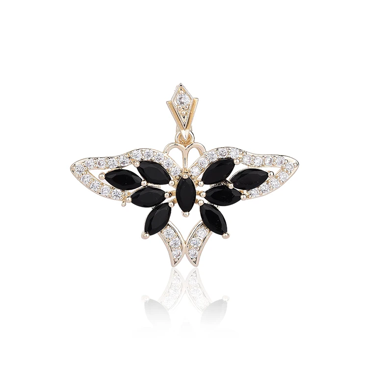 Premium zircon pendant colorful butterfly 14k gold-plated jewelry