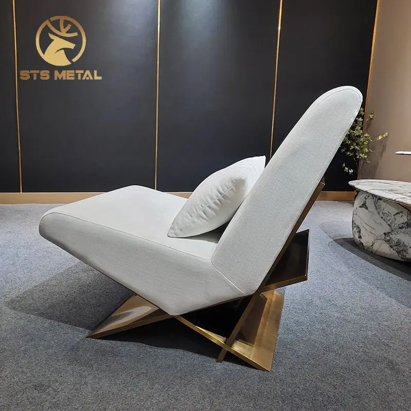 Scandinavian stainless steel single sofa chair modern simple designer living room villa fashion leisure chair customized