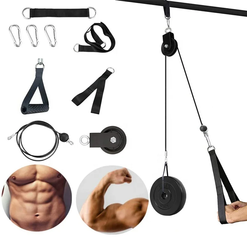 MJ Fitness Adjustable Length Triceps Biceps Gym Lat and Lift Pulley System