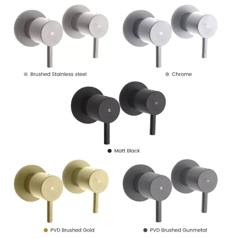 Brass Round Wall Bath Mixer Hot Cold Twin Taps for Shower Head Chrome Bathroom Washing Machine Stops