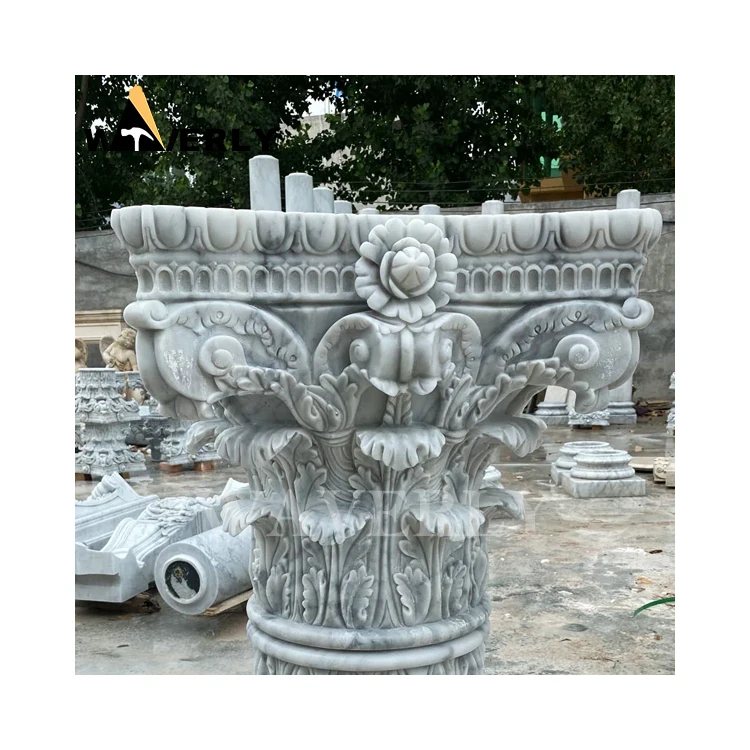 Waverly Factory Wholesale Stone Carving Pillar Cap Design Marble Granite Column Caps Roman Stone Column Capital