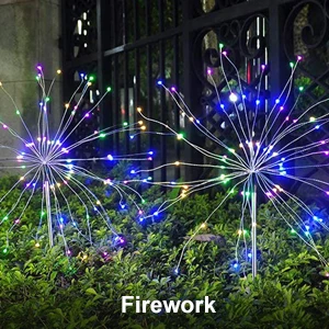 Colorful RGB Copper Wire Firework Light Outdoor Garden Waterproof LED Solar Firework Light