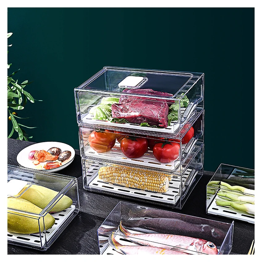 Refrigerator Kitchen Organizer Food Container Transparent Storage Box