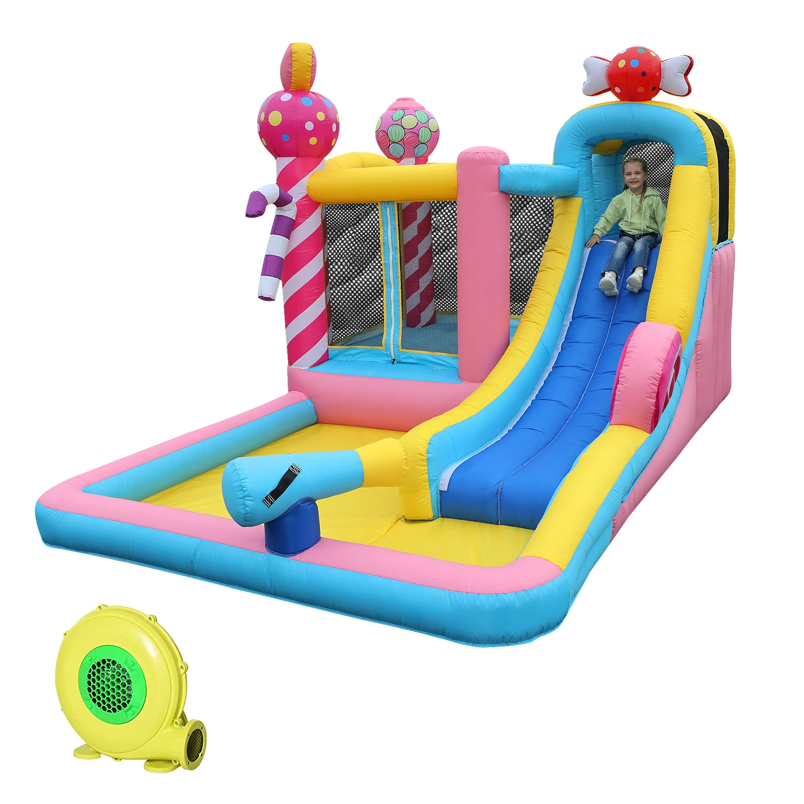 
5 in 1 inflatable bouncer slide inside combo Pvc bouncer jumping castles slide inflatable 
