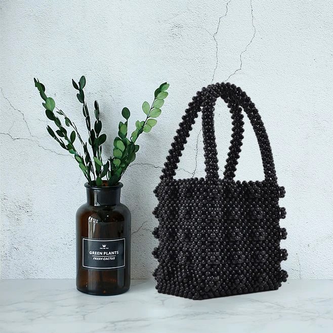 Wholesale Fashion Women Best Seller Pearl Beaded Mini Tote Black Girl Hand Bags