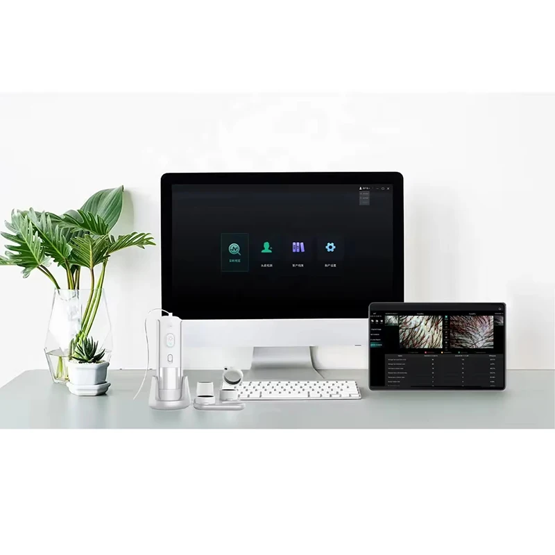 Skin Diagnosis Hair Analyzer Hair Follicle Detector 15.6 Inch 50X 200X Lens Charging Type Scalp Hair Analyser Machine