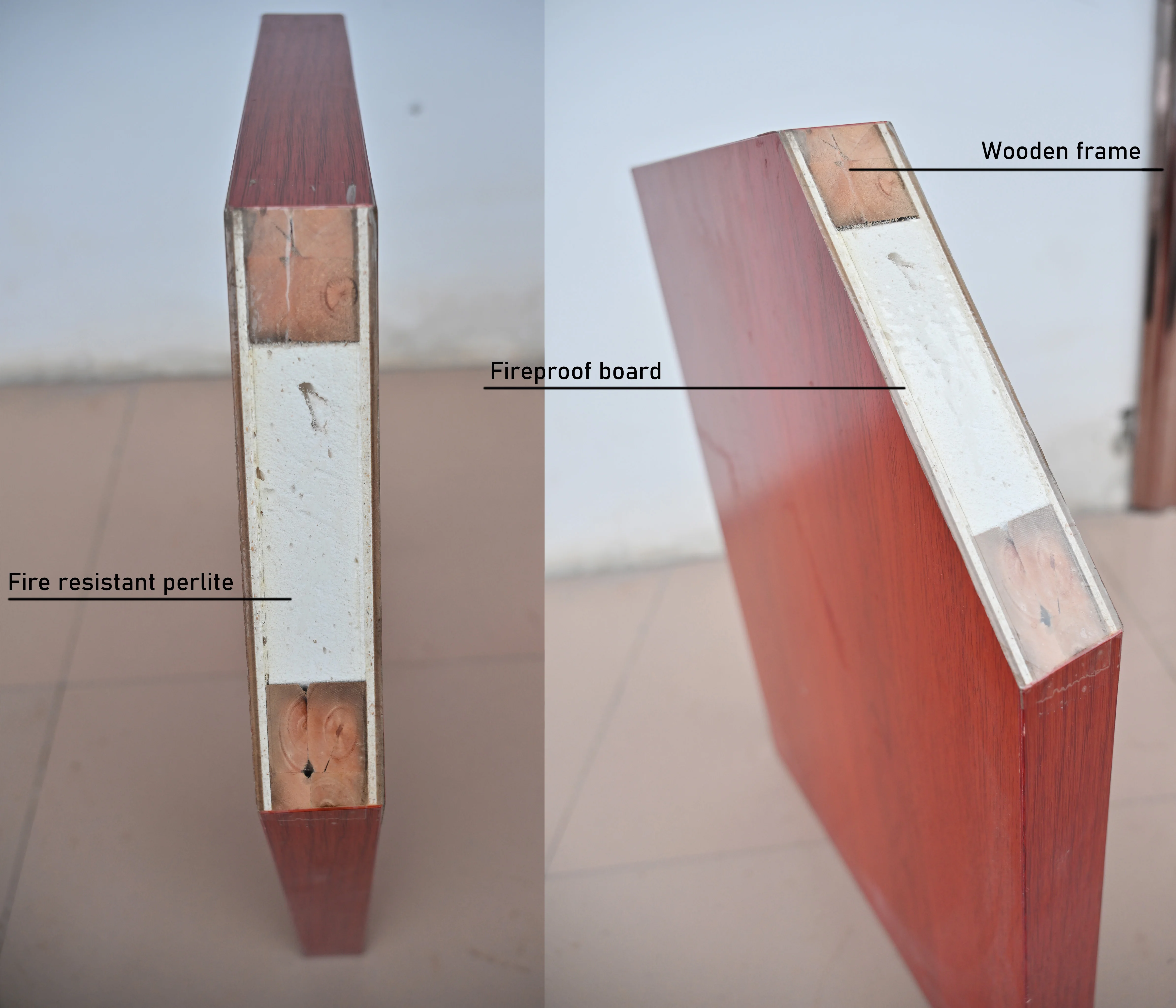 UL/WH/FM Approved Custom fire wood door with Steel Frame Polymer and Painted Finish Hotel Fire Door with