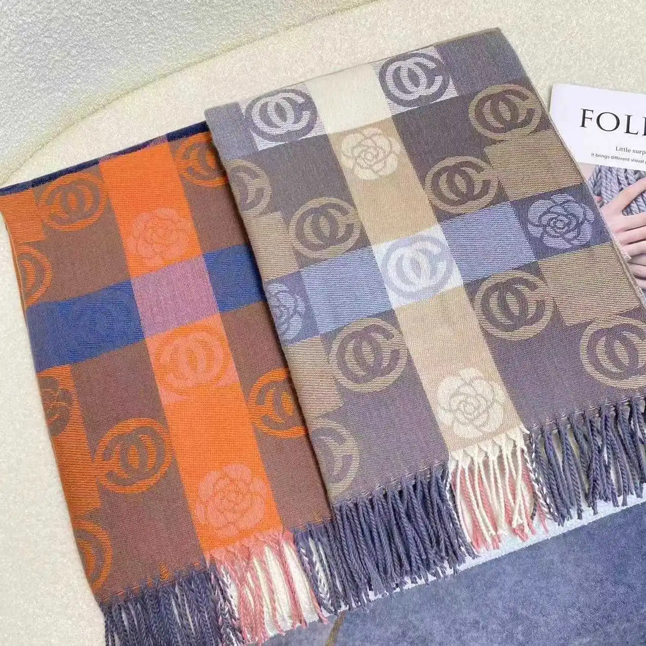 Newest Wholesale Custom Logo Luxury Brand Soft Women Tassel Shawl Pashima Winter Warm Long Fashion Cashmere Scarf