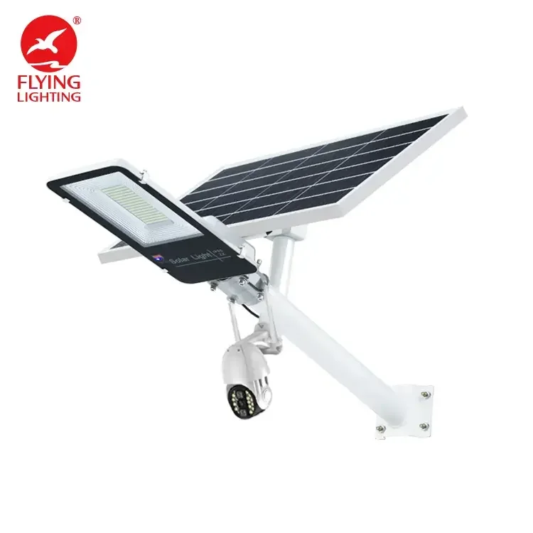 Outdoor Waterproof 100W 300W Garden Integrated LED Solar Street Light With CCTV Security Camera 4G