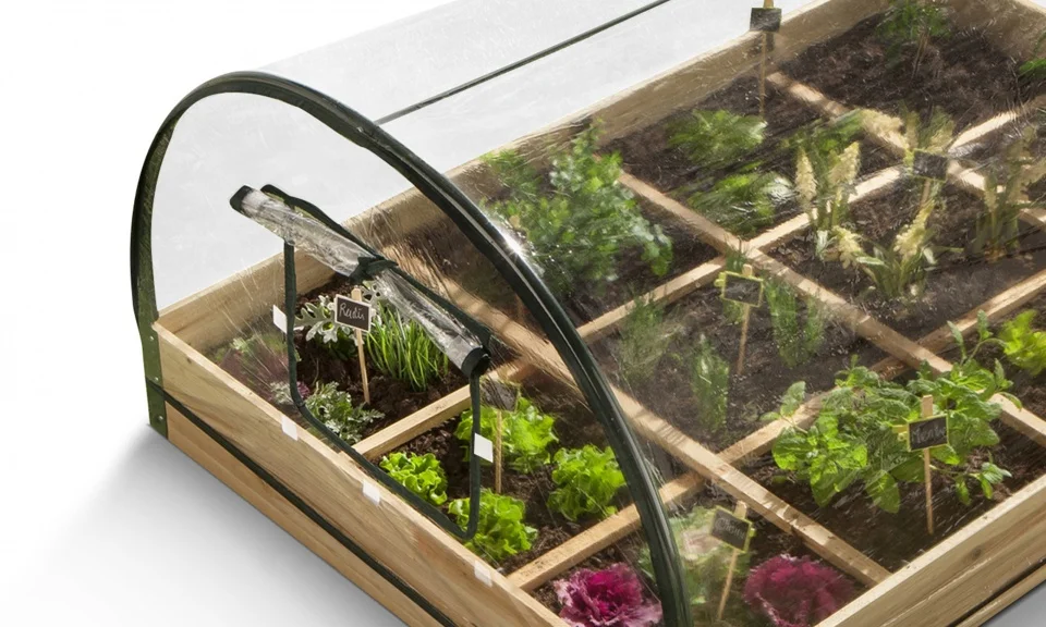 Jaalex Wholesale Outdoor Wooden Raised Garden Bed Planter Box With PVC Greenhouse Cover For Flowers Vegetables