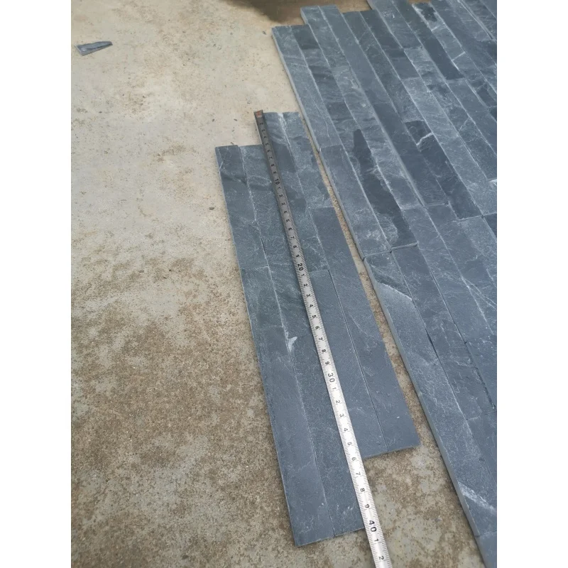 Natural black slate slim stone panel natural split face ledgestone wall cladding stone