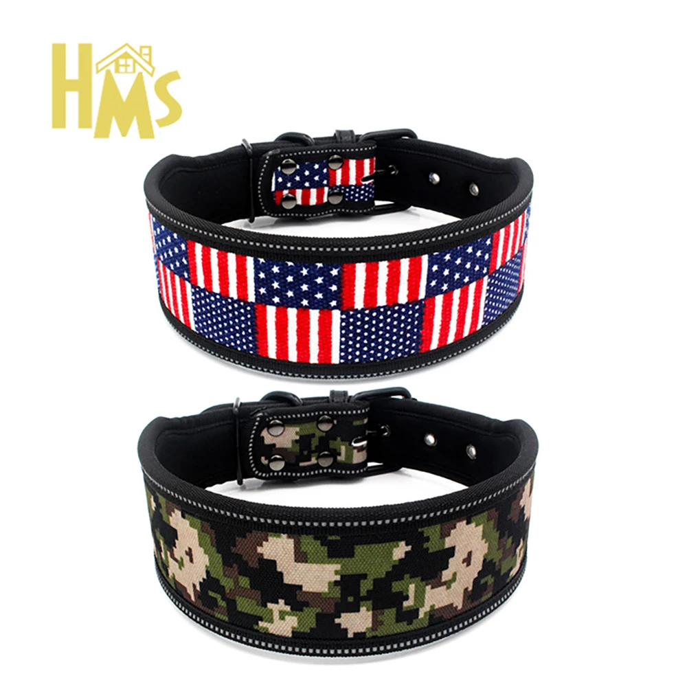 HMS Heavy Duty Adjustable Reflective Straps weights collar matching dog leash and collar Soft Neoprene Padded Collar for dog