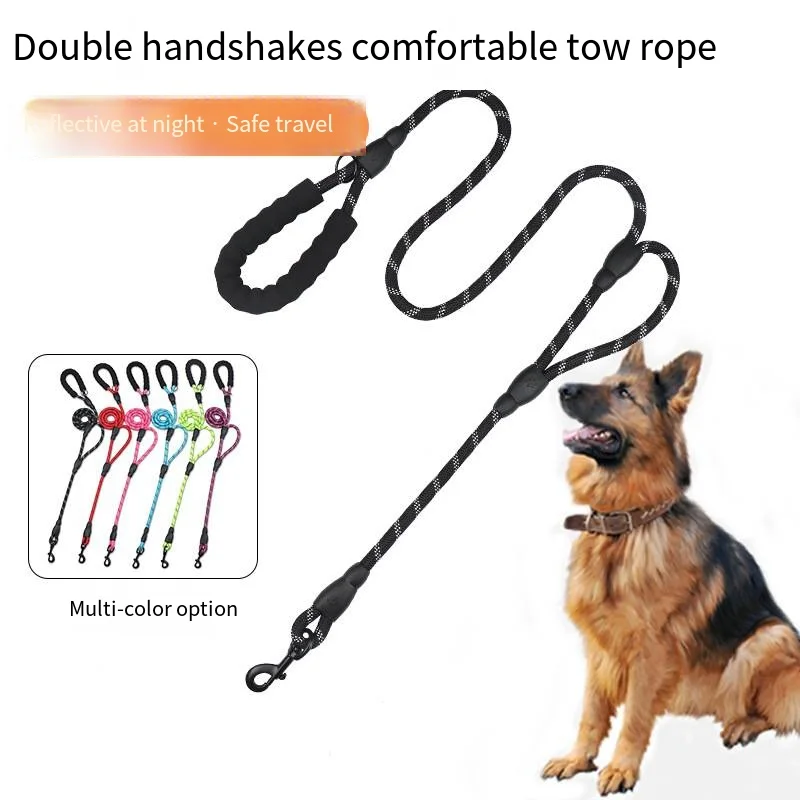 Pet Supplies 2024 new double handle leash paired with two foam hand pads Thick and firm lock head Customizable colors leash