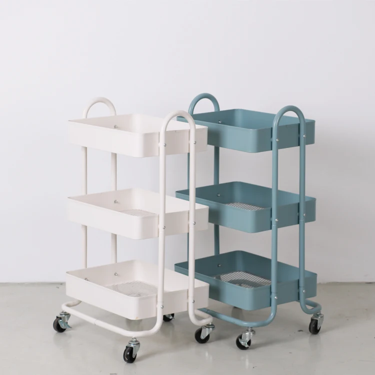 3-Tier Rolling Utility Trolley Cart Kitchen bathroom storage Trolley Portable Shelves rack with 4 caster