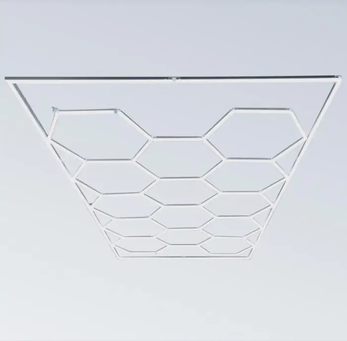 8*16FT Deformable Honeycomb Auto Car Detailing Lights Workshop Customized Grid Garage Lighting Ceiling Hexagonal LED Light