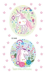 Unicorn Flowers Body Chest Waterproof Cherry Blossom Tree Women Kids Fake Temporary Tattoo Sticker