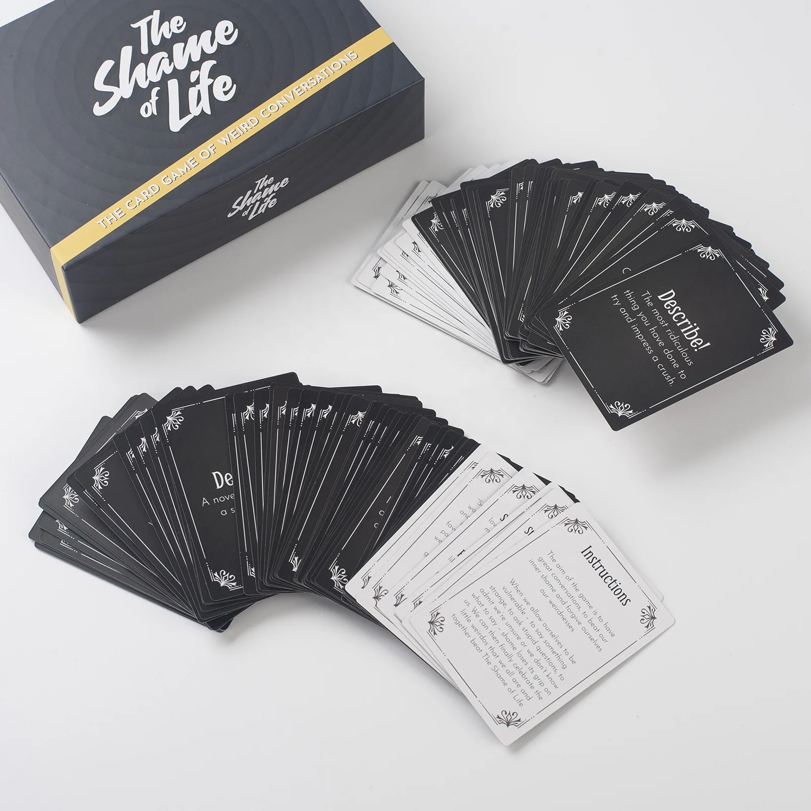 OEM Custom Design Art Paper CMYK Printing Adult Card Games With Lid-bottom Rigid Box