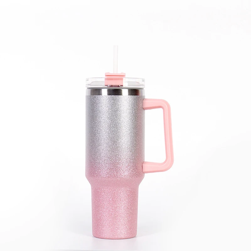 40oz Customizable Gradient Adventure Diamond Paint Tumbler Quencher Tumbler Sparkly Glitter Double Color Sublimation Cup