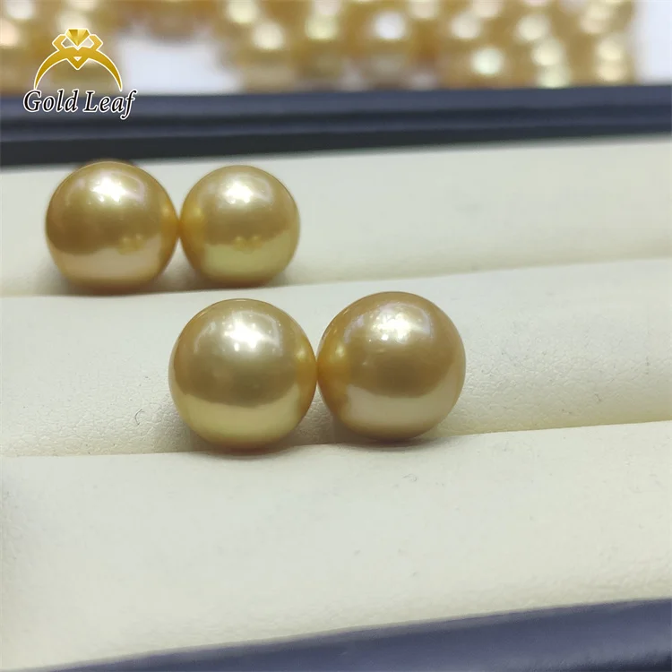 Goldleaf Jewelry wholesale Large size pearl gold color 12-13mm round AAA Edison Pearl Beads