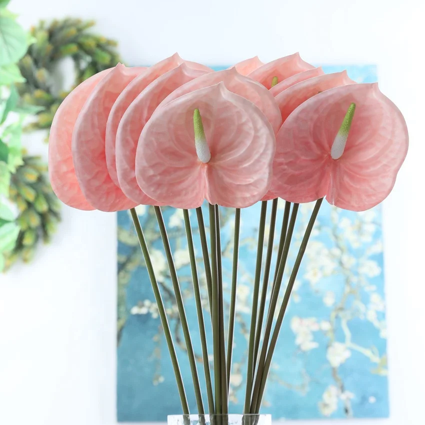 Hot sale Natural Artificial flowers Anthurium for wedding decoration