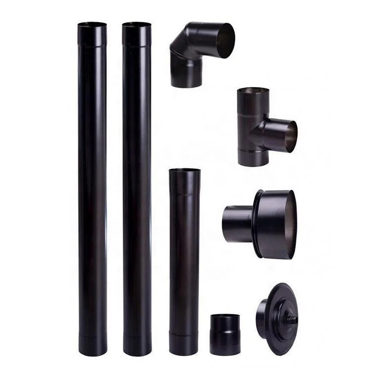 one set carbon steel wood stove chimney for fireplace wood stove