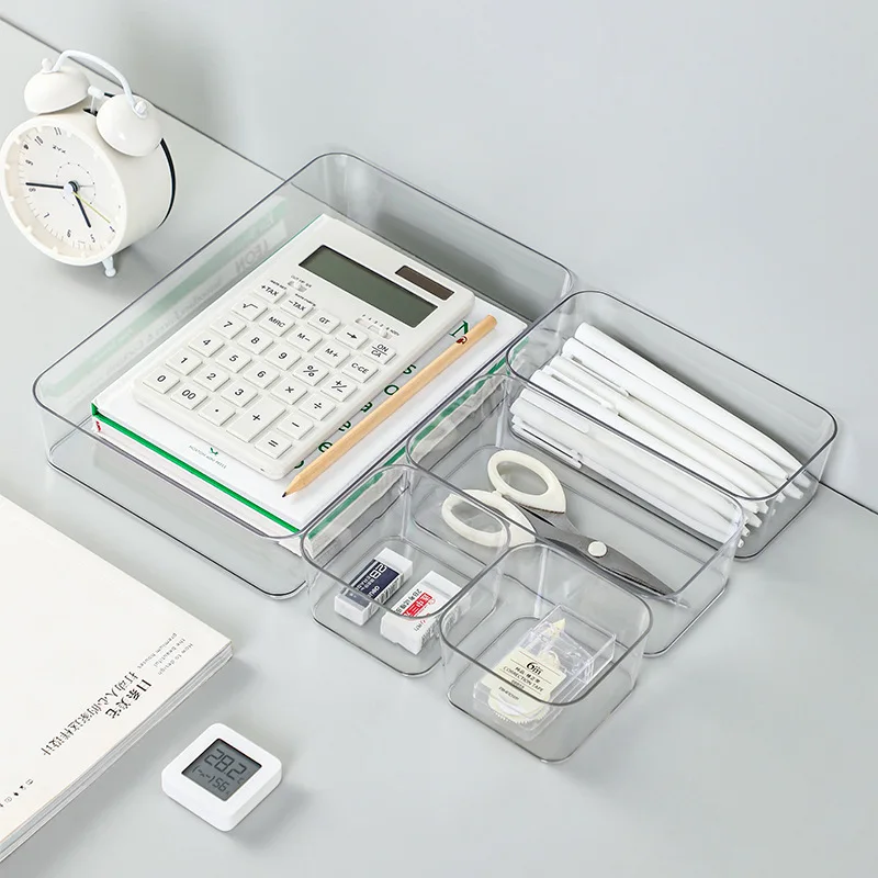 Desk cabinet built-in stationery pen Rectangular plastic desk organizer small placing box