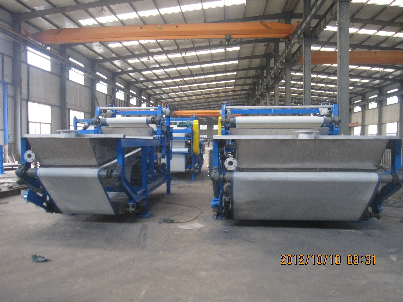 mechanical wood recycled paper pulp de-watering double belt type filter press machine