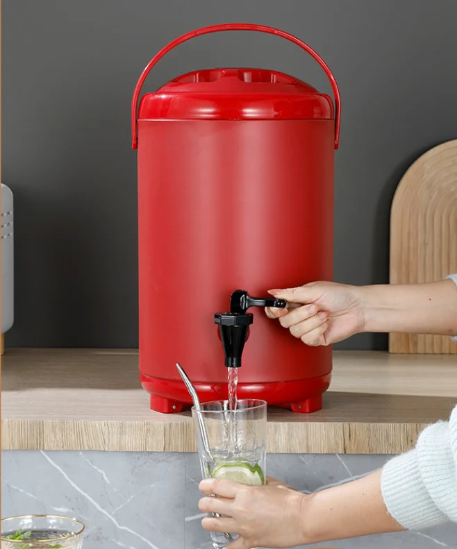 Customization Stainless Steel Thermos Bucket Keep Warm Insulation Barrel Pot Milk Tea Bucket With Faucet