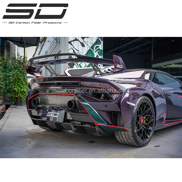 SD сухой углеродный материал для Lamborghini Huracan 580 610 EVO обновление STO стиль Корпус Комплект бампер передняя губа задняя спойлер капюшон
