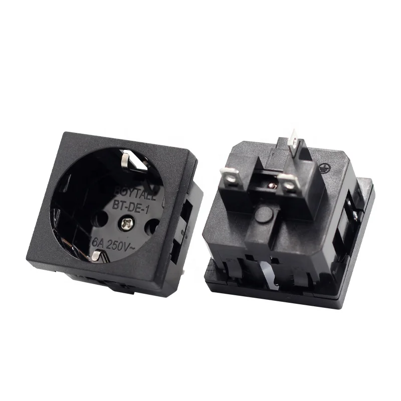 45*45 16A 250V European 3 PIN AC outlet wall power socket adapter plug connector with certification