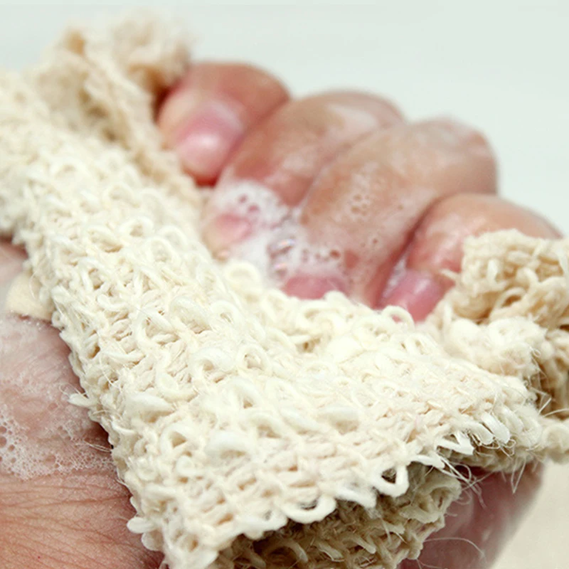 Natural Sisal Hemp Cotton Back Strap Exfoliating Dead Skin Bath Shower Towel