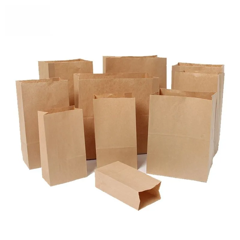 Biodegradable Paper Bag Kraft With custom Logo Print,Brown Paper Food Shopping Bag grocery paper bag for supermarket