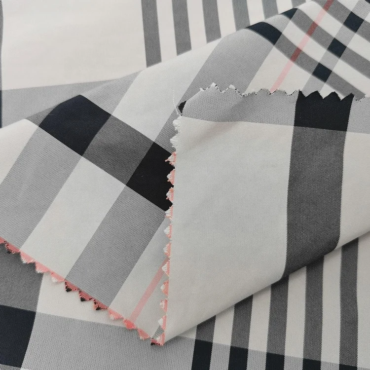 
100% polyester outdoor waterproof check pattern polyester clothes fabric 