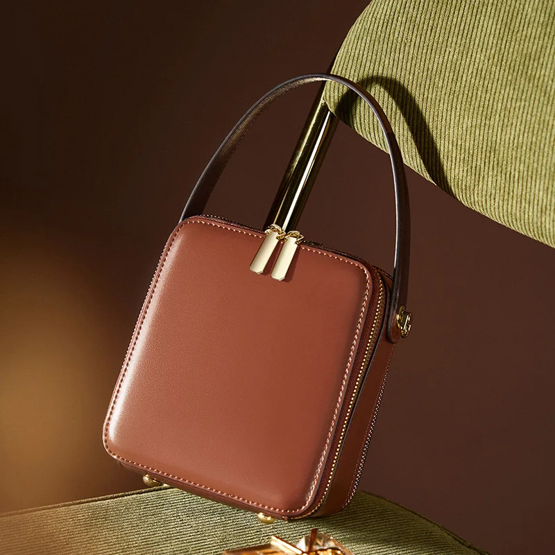 Brown Hobo Shoulder Designer Purse Famous Brands Calfskin Cowhide Leather Large Handbags Bags For Women