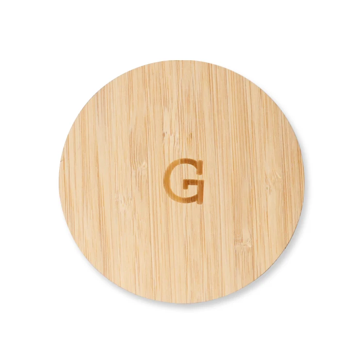 Laser cut and laser engraved round Bamboo wood cup coaster for drink