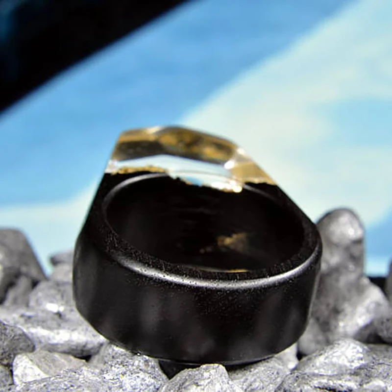  High quality beautiful natural resin wooden ring fashion jewelry